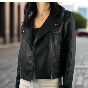 Saltwater Luxe Women's Black Faux Leather Jacket Size Small